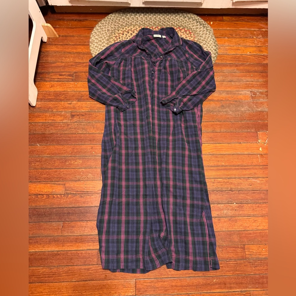 LL Bean Scotch Plaid Cotton Nightgown Dress small cottagecore